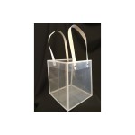 Shopper pvc con bordo e manico carta bianco.CM15X15 H17