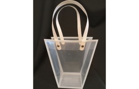 Shopper pvc con bordo e manico carta bianco.CM8X8 H16