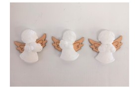 SET 12 PZ angelo gesso con ali legno.