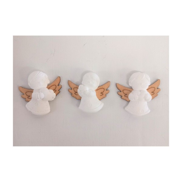 SET 12 PZ angelo gesso con ali legno.