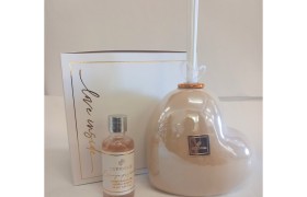 Diffusore ceramica perlato cuore beige con scatola H 13 L.13