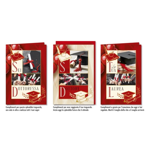 Biglietti auguri LAUREA ASS.3 MIS.12X17CM