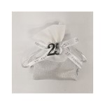 Sacchetto tessuto di raso e lame'25°anniversario.MIS.9X12CM