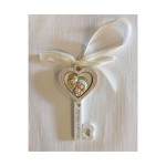 Chiave in resina Sacra Famiglia con cuore legno e MIS.9CM