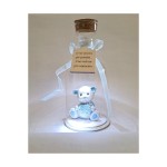 Bottiglia vetro con orsetto resina e luce LED. H 15CM