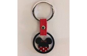 Portachiavi metallo e pelle con Minnie. CM tot 7 Diam. 3