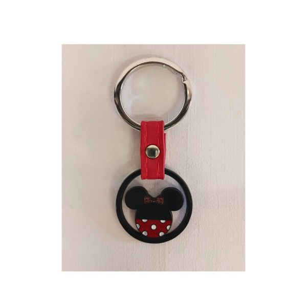 Portachiavi metallo e pelle con Minnie. CM tot 7 Diam. 3