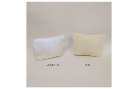 Busta con zip tessuto lamé.MIS.154X10CM
