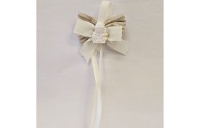 Applicazione gesso Comunione con fiocco tessuto righe e nastro gros grein.MIS.7X5CM