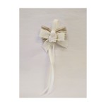 Applicazione gesso Comunione con fiocco tessuto righe e nastro gros grein.MIS.7X5CM