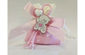 Sacchetto tessuto con applicazione orso legno.CM 8x10