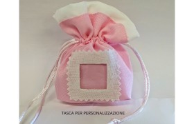 Sacchetto tessuto base quadrata con tasca.CM10