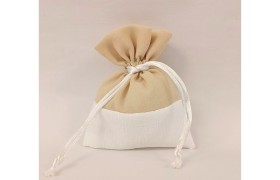 Sacchetto tessuto bicolore beige.CM10x12