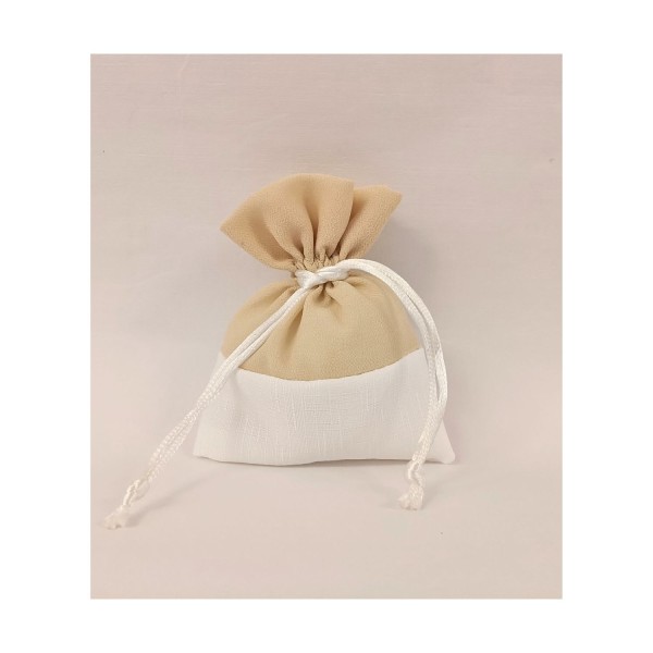 Sacchetto tessuto bicolore beige.CM10x12