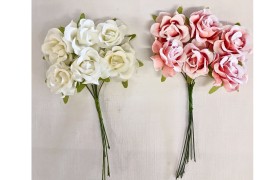 MAZZO 6PZ rose tessuto. DIAM 2,5CM
