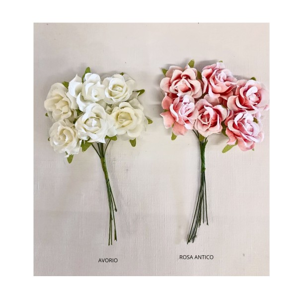 MAZZO 6PZ rose tessuto. DIAM 2,5CM
