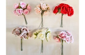 MAZZO 6PZ Rosa tessuto DIAM.4CM