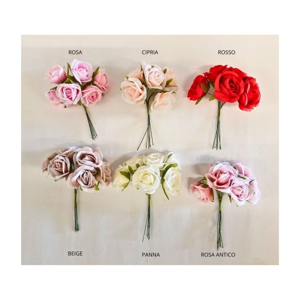 MAZZO 6PZ Rosa tessuto DIAM.4CM