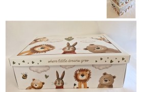 Scatola cartone decoro animali MIS.45,5X32 H15CM