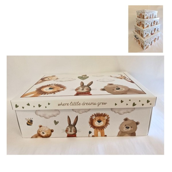 Scatola cartone decoro animali MIS.45,5X32 H15CM