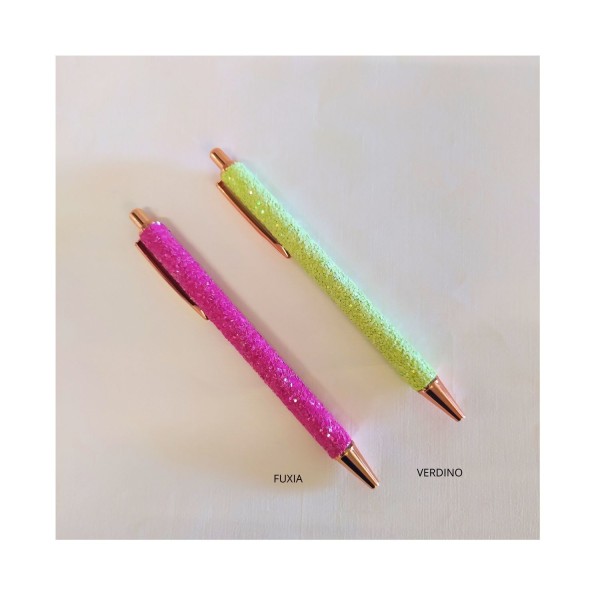 Penna a sfera con glitter.ASS.5 H14CM