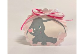 Scatola portaconfetti cartoncino con decoro Dumbo rosa o azzurro DISNEY. CM 6x4 H 8.5