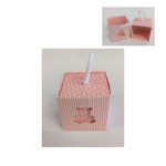 Scatola cubo cartoncino con traforo orso da appendere. CM 5x5 H 5