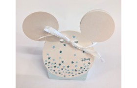 Scatola cartoncino Disney con stelline azzurre. CM 5.5x4 H 10