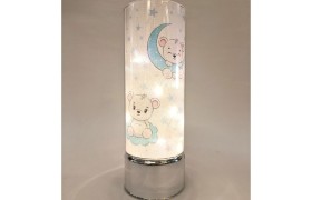 Lampada con luna e orso azzurro.DIAM.9 H25CM