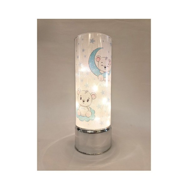 Lampada con luna e orso azzurro.DIAM.9 H25CM