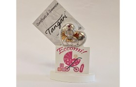 Portabiglietti con calamita legno con cuore arg. cm.8