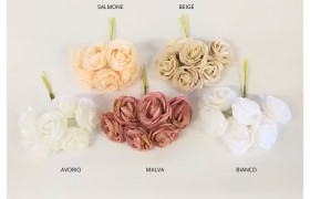 MAZZO 6PZ Rosa con petali smerlati.DIAM. 4CM