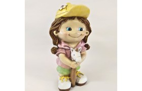 Bimba resina con cavalluccio. CM 13.5x16.5 H 27