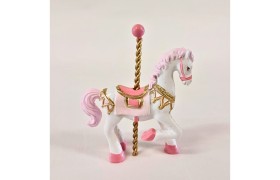 Cavallino giostra resina rosa.Mis.5x5,5 CM