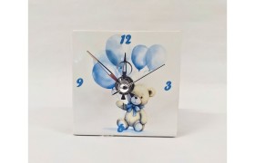 Orologio ceramica bianca orsetto MIS.7,5X7,5CM