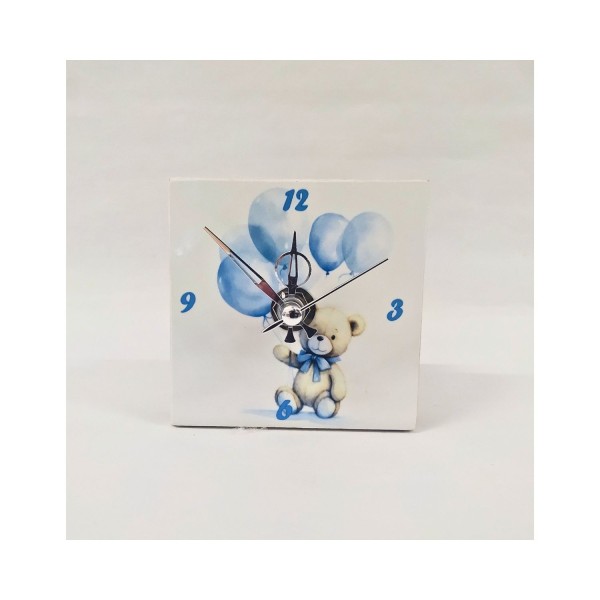 Orologio ceramica bianca orsetto MIS.7,5X7,5CM