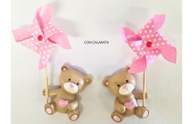 Orso resina rosa con magnete e girandola .Ass2  Mis.3x4 cm (con girandola H 9cm )