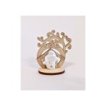 Casetta legno con albero e immagine sacra COMUNIONE. H 7