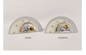 Icona vetro glitter, strass e argento . Base CM 11x3 H 6 MADE IN ITALY