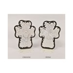Icona resina forma croce con retro legno traforato. H 12