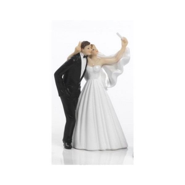 Cake topper coppia sposi selfie in resina. H 14