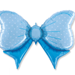 Palloncino mylar forma fiocco azzurro, idoneo per gonfiaggio ad elio. CM 108x72