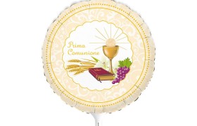 Palloncino mylar calice comunione, idoneo per gonfiaggio ad elio. CM 25