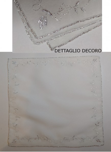 Quadro con disegno bacio con glitter argento e cornice in ecopelle bianca  60x90 | E-Italy | 100% Made in Italy